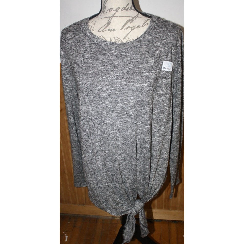 Time and Tru Maternity Long Sleeve Side Tie Top Large (12-14) Black & Gray NWT